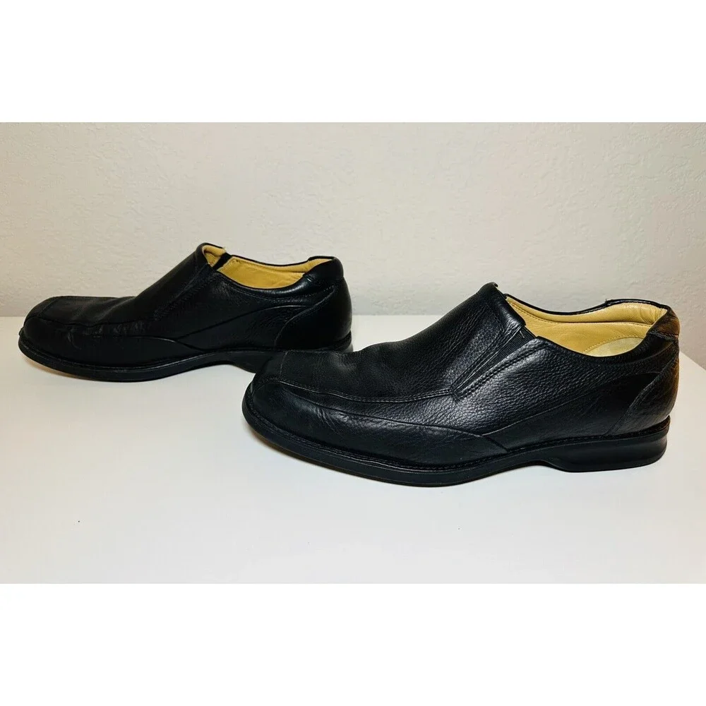 Johnston & Murphy Sheepskin Slip‎ On Leather Black Shoes 20-7615 Men's 10M